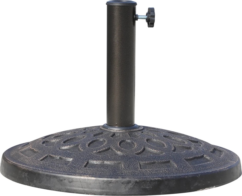 Base de peso para guarda-sol redondo Ø 49 cm em resina com imitação de ferro fundido e motivo em roseta,, peso líquido 14 kg, cor bronze