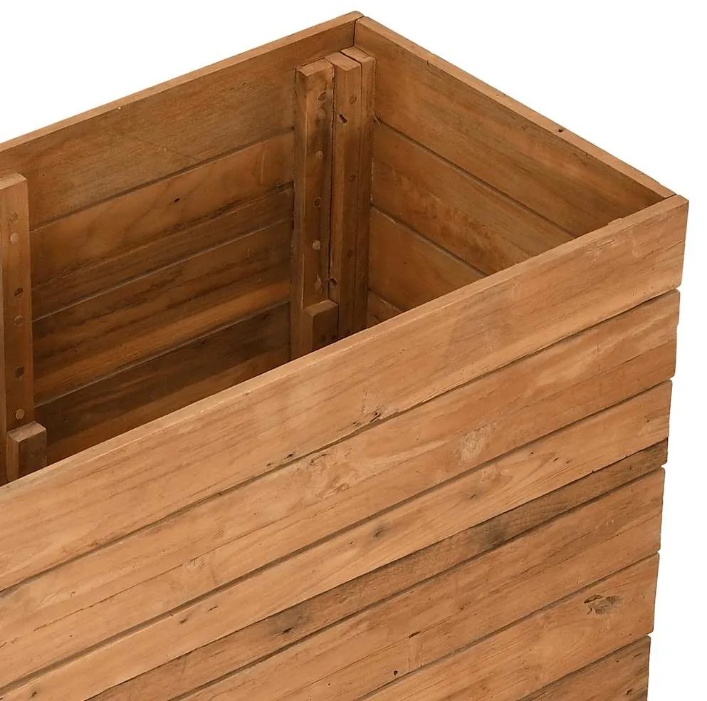 Vaso/floreira 150x40x72 cm madeira de teca reciclada e aço