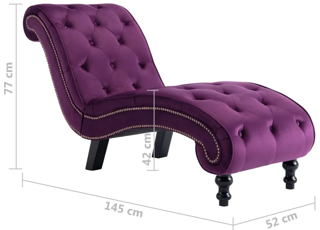 Chaise longue em veludo roxo