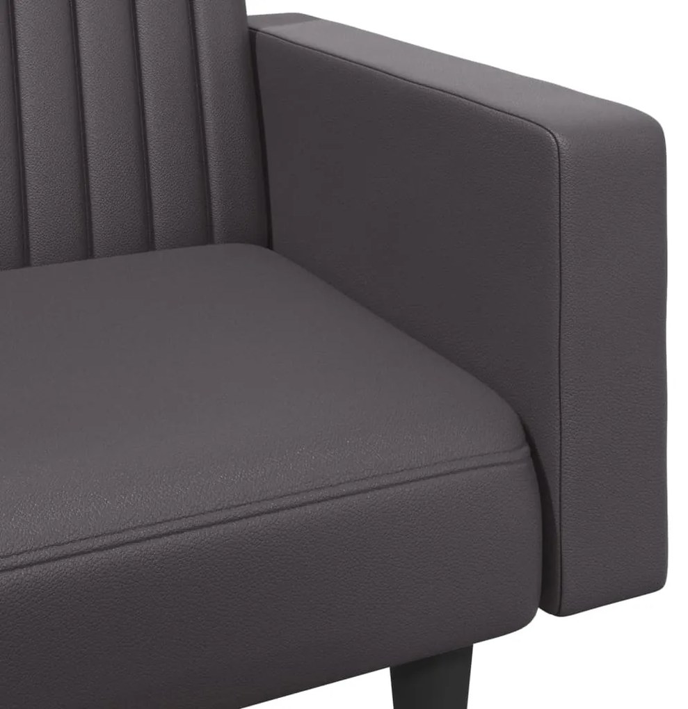 2 pcs conjunto de sofás couro artificial cinzento