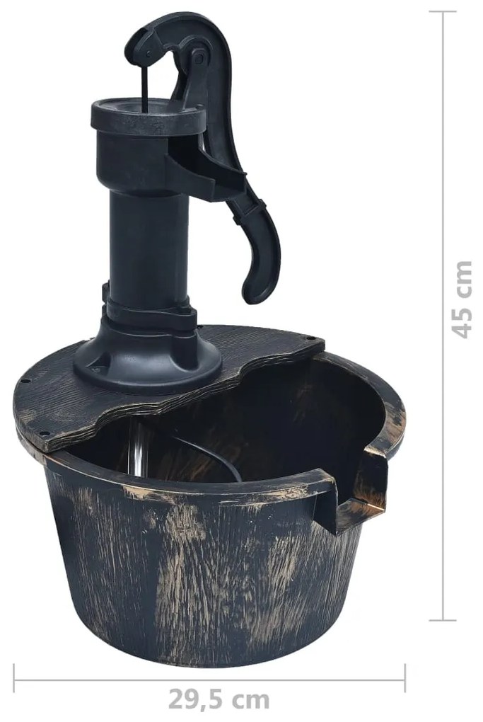 Fonte de água para jardim aspeto barrica com bomba