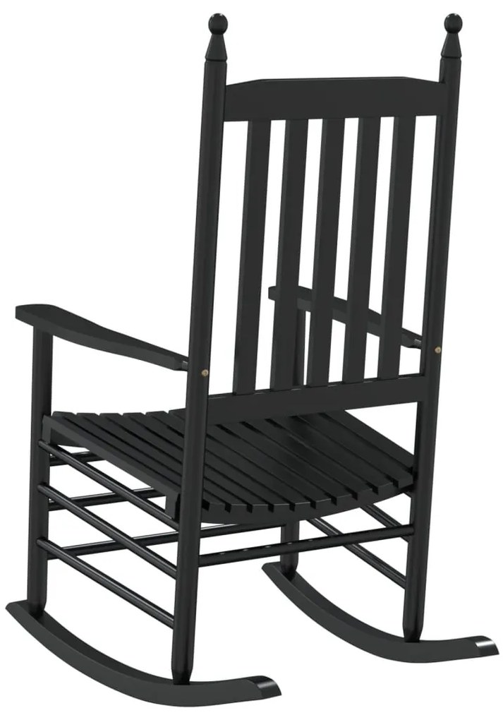 Cadeira de baloiço c/ assento curvado álamo maciço preto