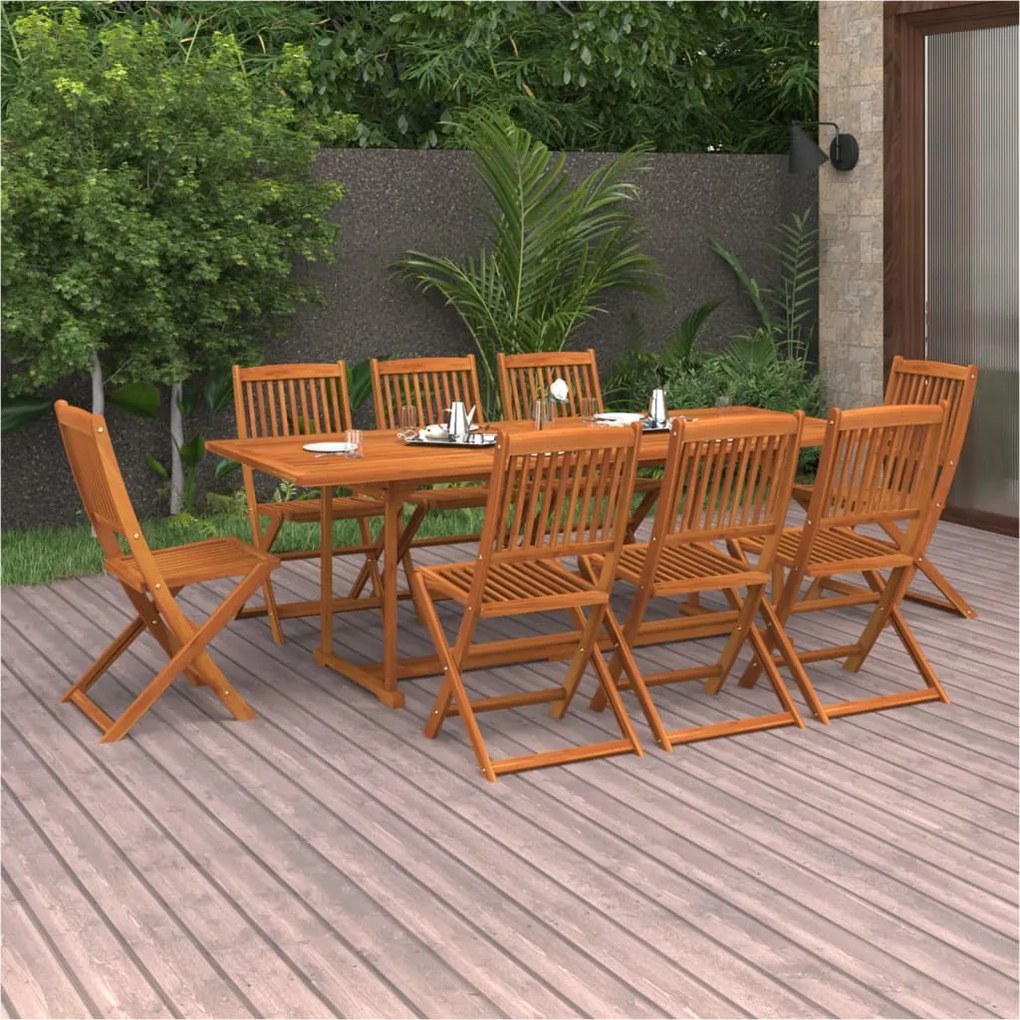 vidaXL 9 pcs conjunto de jantar para jardim 220x90x75 cm acácia maciça