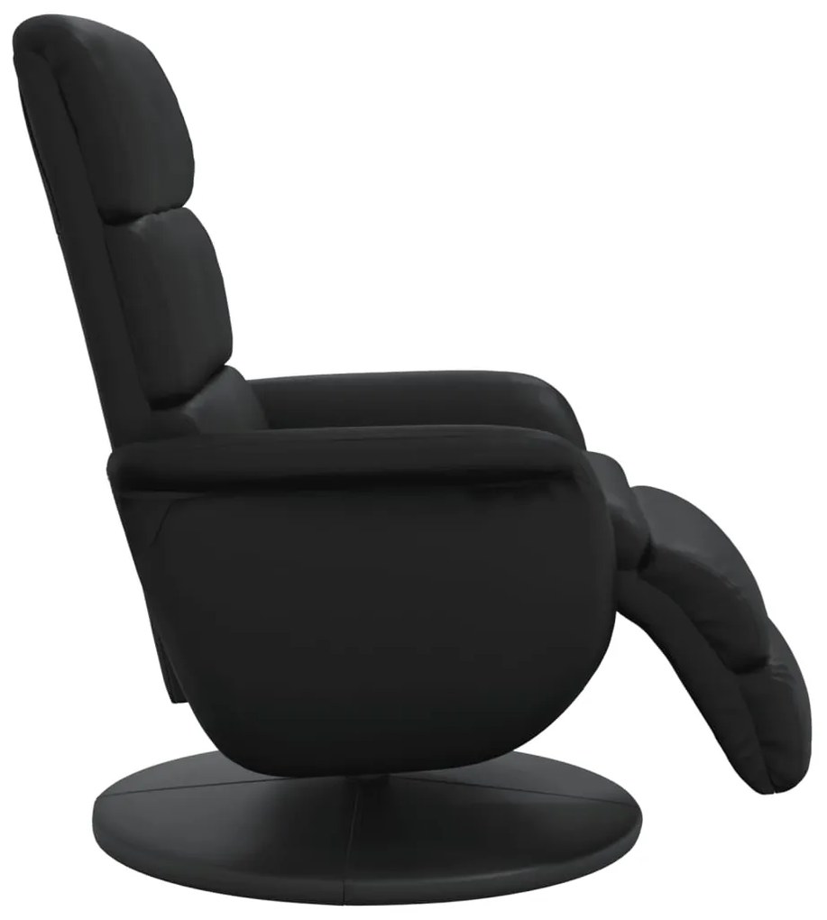 Cadeira reclinável com apoio de pés couro artificial preto