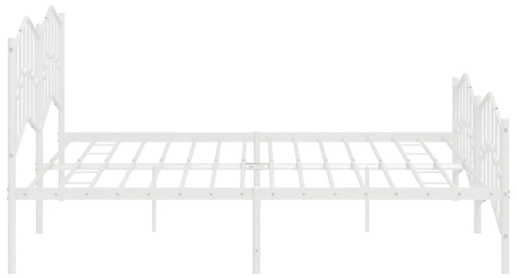 Estrutura de cama com cabeceira e pés 200x200 cm metal branco