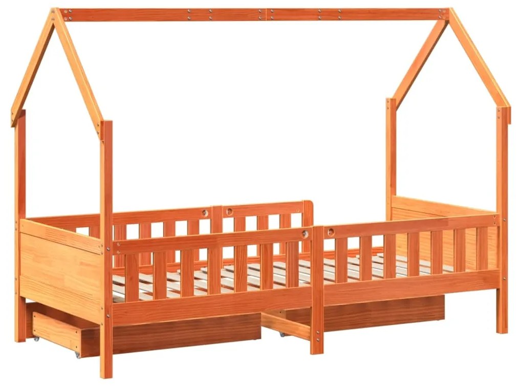 Estrutura de cama infantil c/ gavetas 90x190 cm pinho maciço