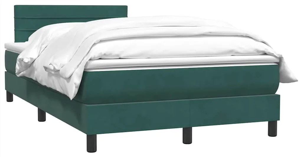 Cama boxspring com colchão 120x210 cm veludo verde-escuro