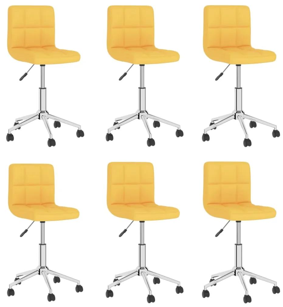 Cadeiras de jantar giratórias 6 pcs tecido amarelo mostarda