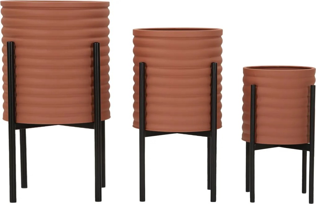 CONJUNTO DE 3 VASOS MILLY VERMELHO TIJOLO Ø 36X56,5-30X48,5-24X37,5 CM (PLANTAS NÃO INCLUIDAS)