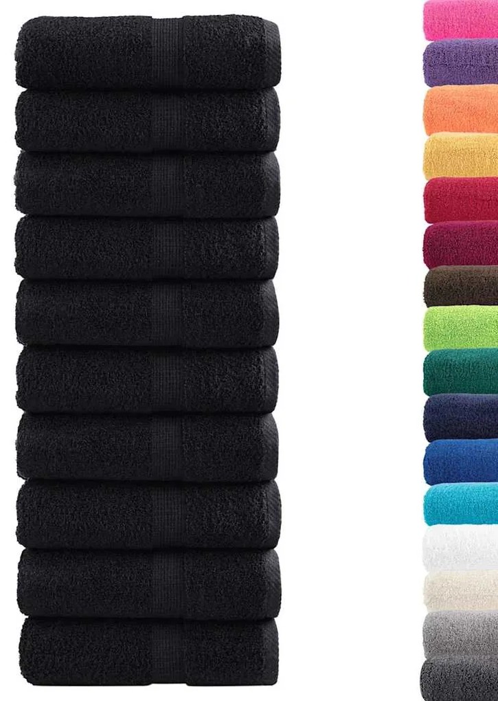 Toalhas de hóspedes 50 pcs Preto 30 x 50 cm Algodão