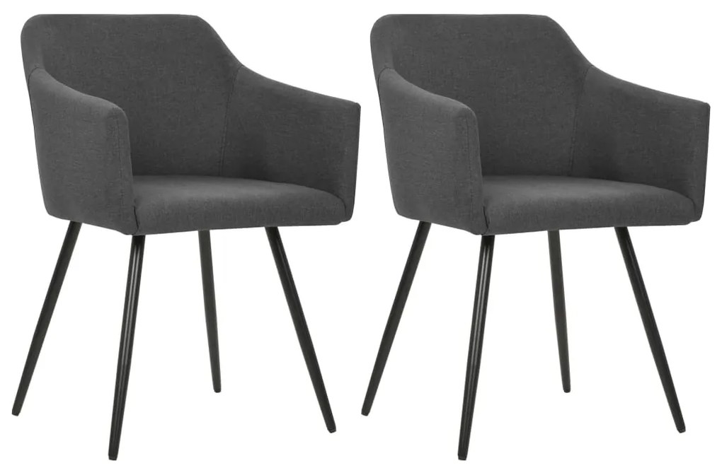 vidaXL Cadeiras de jantar 2 pcs tecido cinzento-escuro