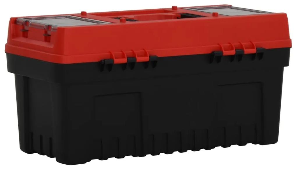 2 pcs conjunto de caixas de ferramentas PP preto/vermelho
