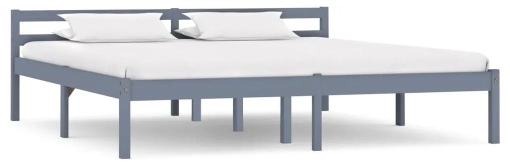 Estrutura de cama 160x200 cm madeira pinho maciço cinzento
