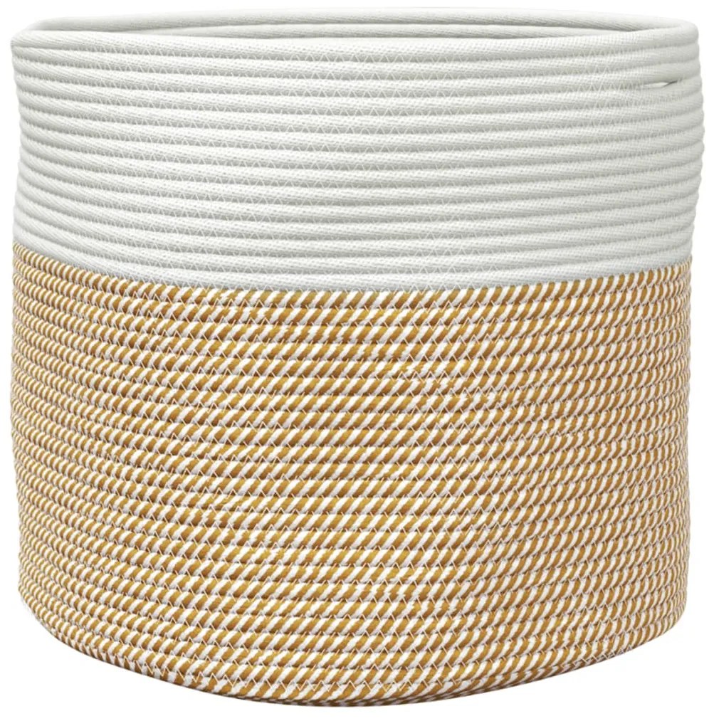 Cesto de arrumação Ø40x35 cm algodão castanho e branco
