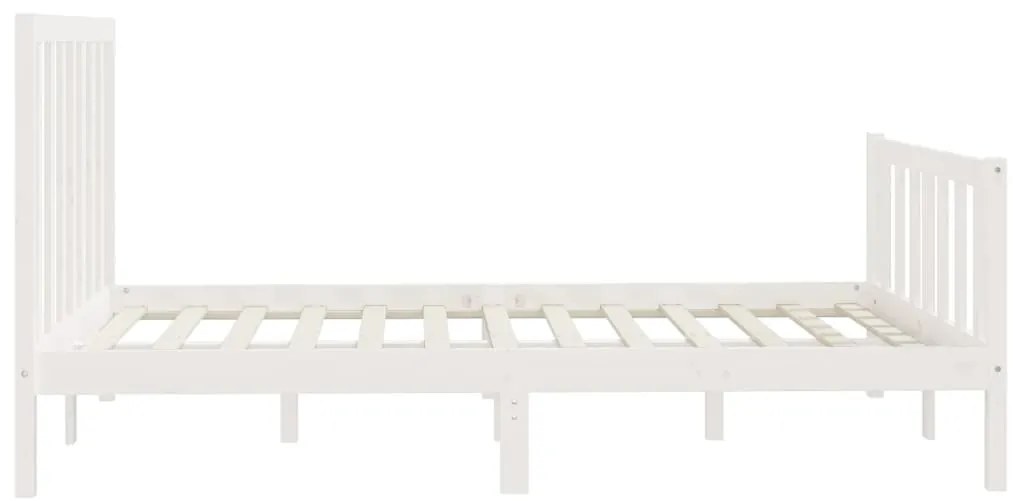 Estrutura de cama 140x200 cm madeira maciça branco