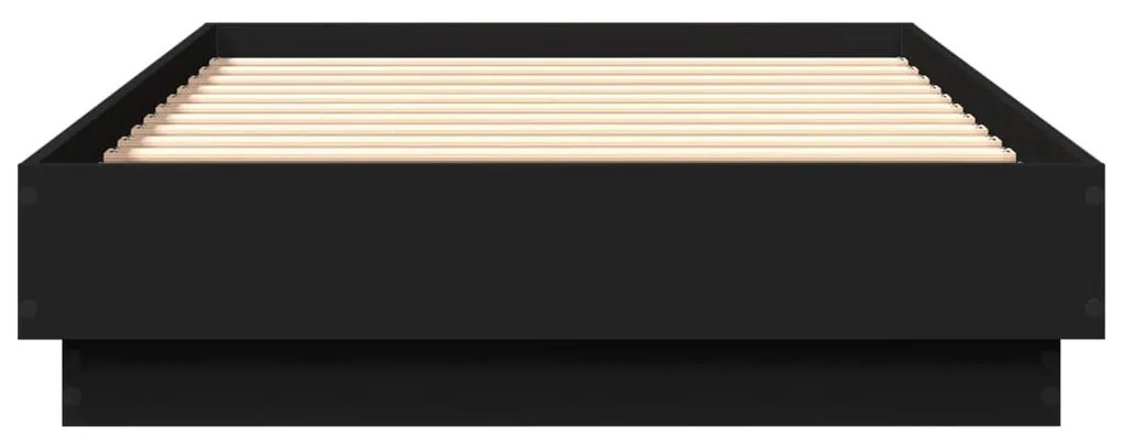 Estrutura de cama com luzes LED 75x190 cm preto