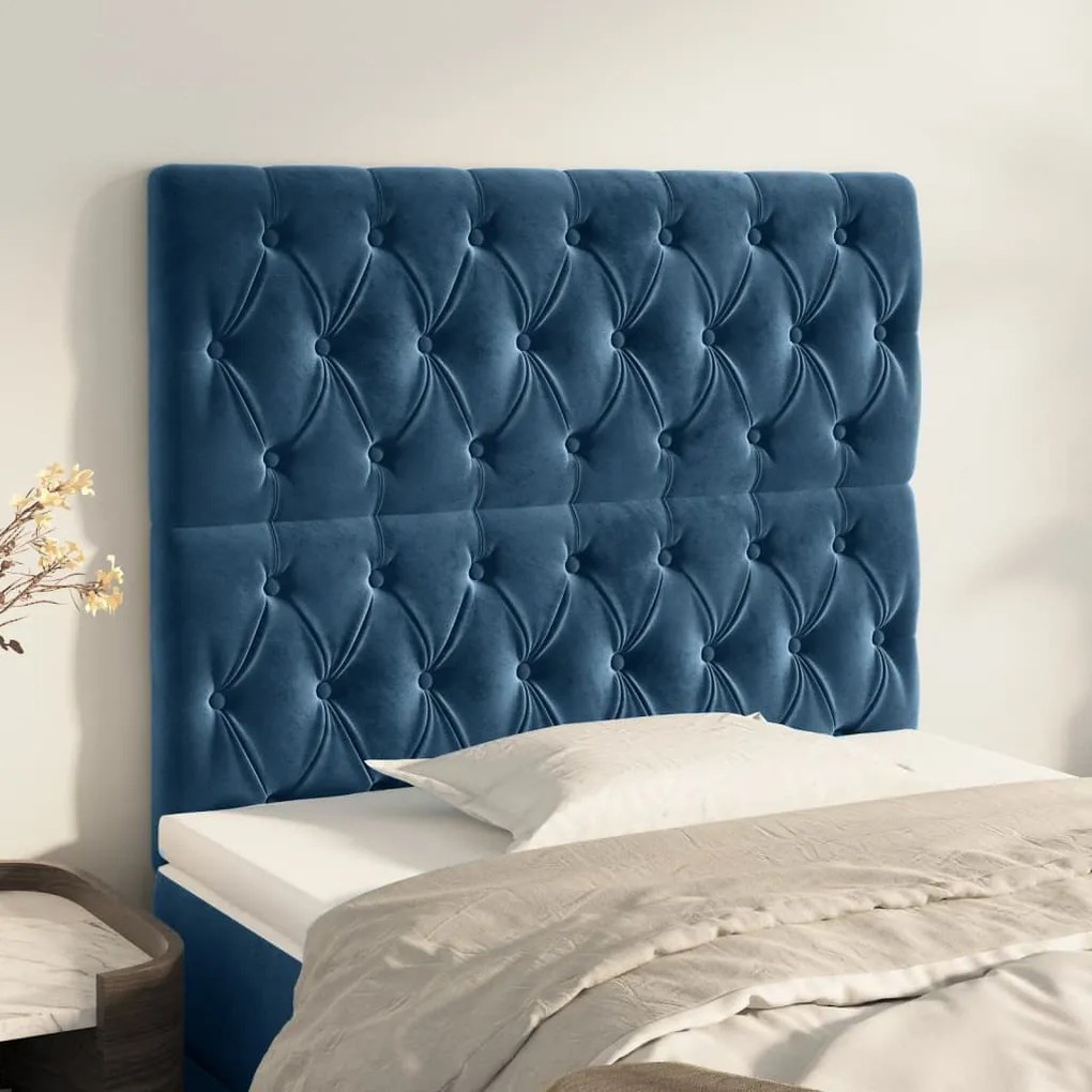 Cabeceira de cama 2 pcs veludo 90x7x78/88 cm azul-escuro
