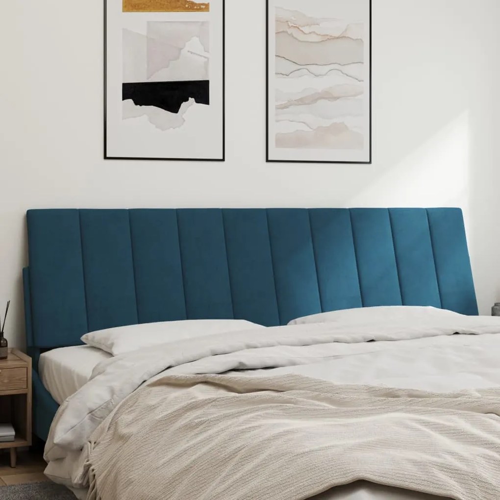 Almofadão de cabeceira 180 cm veludo azul