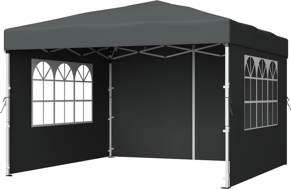 Tenda dobrável de 3 x 3 m, com paredes laterais, resistente, pavilhão para jardim cinzento