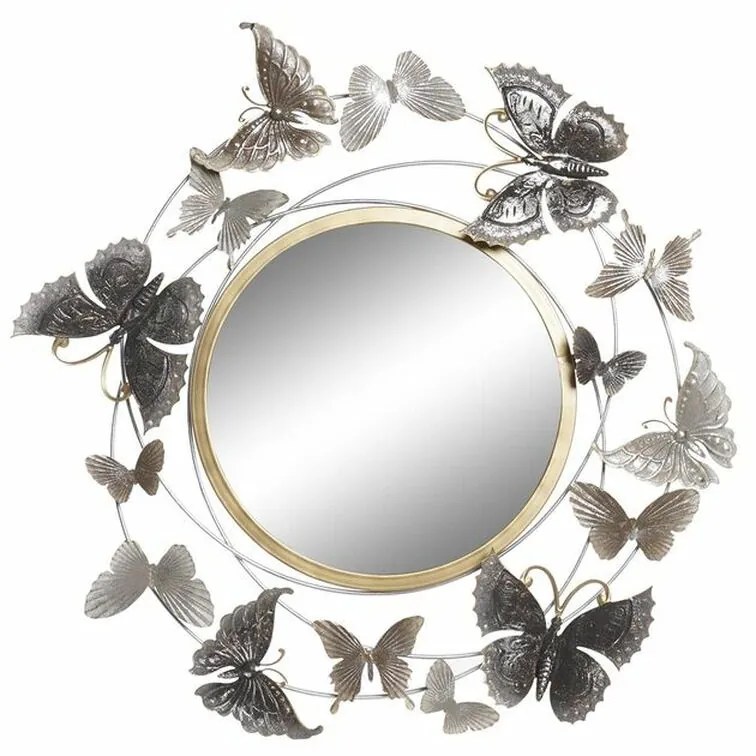 Espelho de Parede Dkd Home Decor 75 X 6,5 X 73 cm Cristal Dourado Metal Borboletas Malva