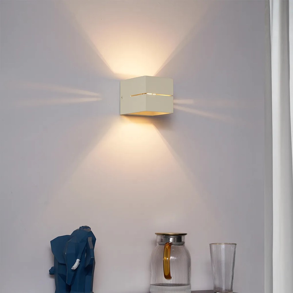 Candeeiro de Parede Moderno Bege Quadrado G9 - Transfer