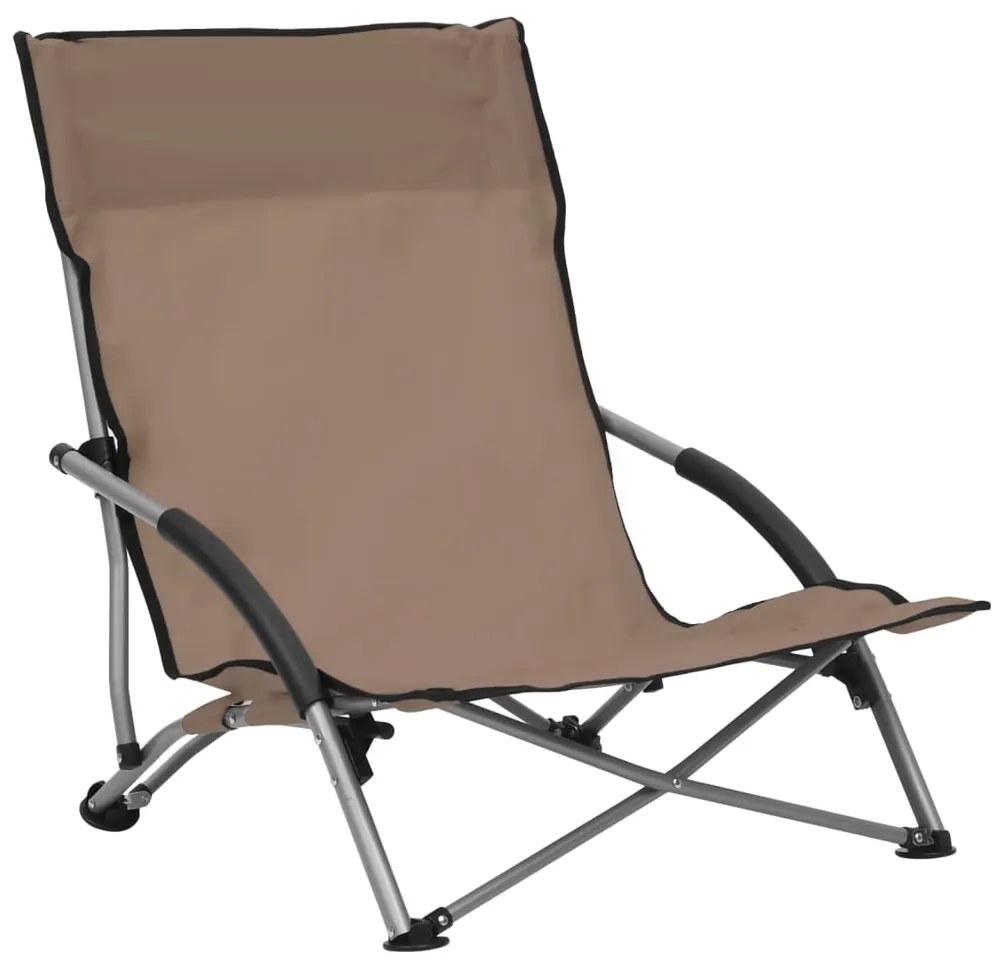 Cadeiras de praia dobráveis 2 pcs tecido cinzento-acastanhado