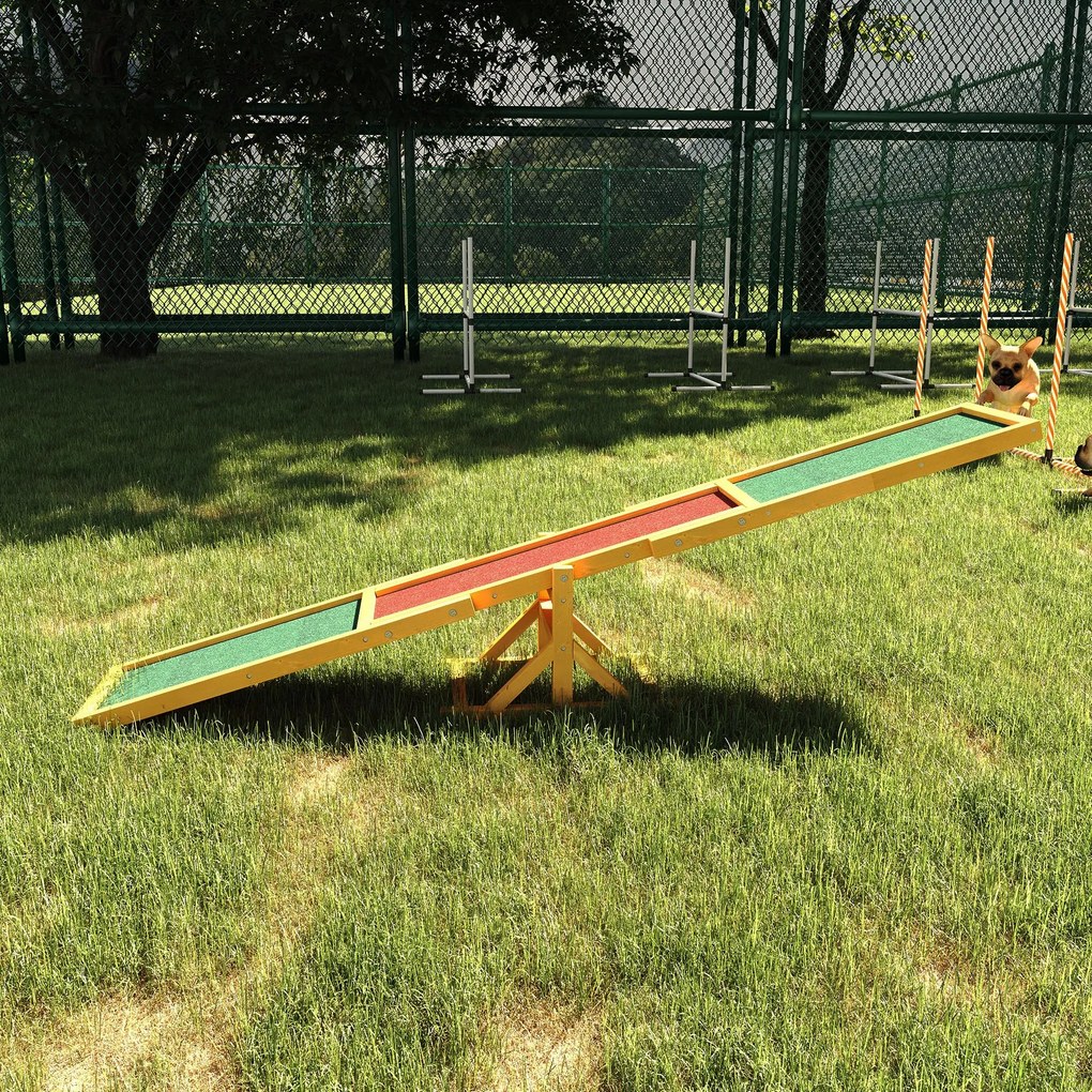 Equipamento de agilidade para cães - balancé para cães - equipamento de treino para cães - madeira pré-oleada, feltro betumado antiderrapante, tijolo
