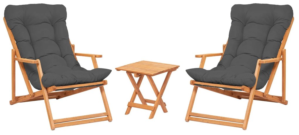 Conjunto de Mesa e Cadeiras de Jardim My007 – Cinzento Natural – Mesa