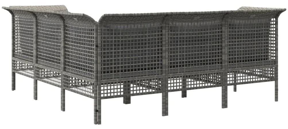 5 pcs conjunto lounge de jardim c/ almofadões vime PE cinzento