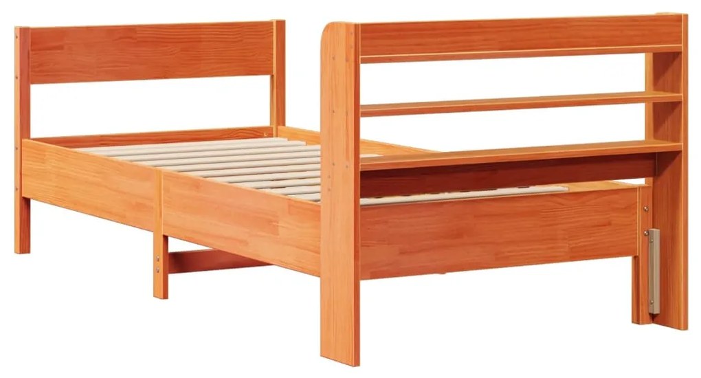 Cama sem colchão 90x190 cm madeira de pinho maciça castanho-mel