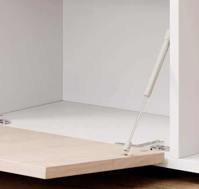 Aparador Elma de 135cm com Luz LED - Branco Mate/Carvalho - Design Mod