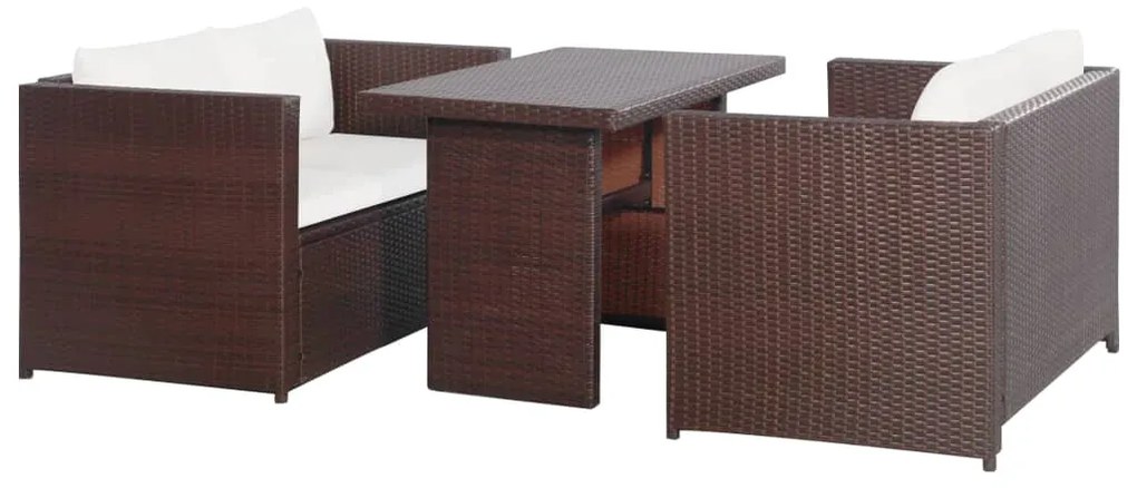 43914 vidaXL Conjunto de sofás de jardim 11 pcs vime PE castanho