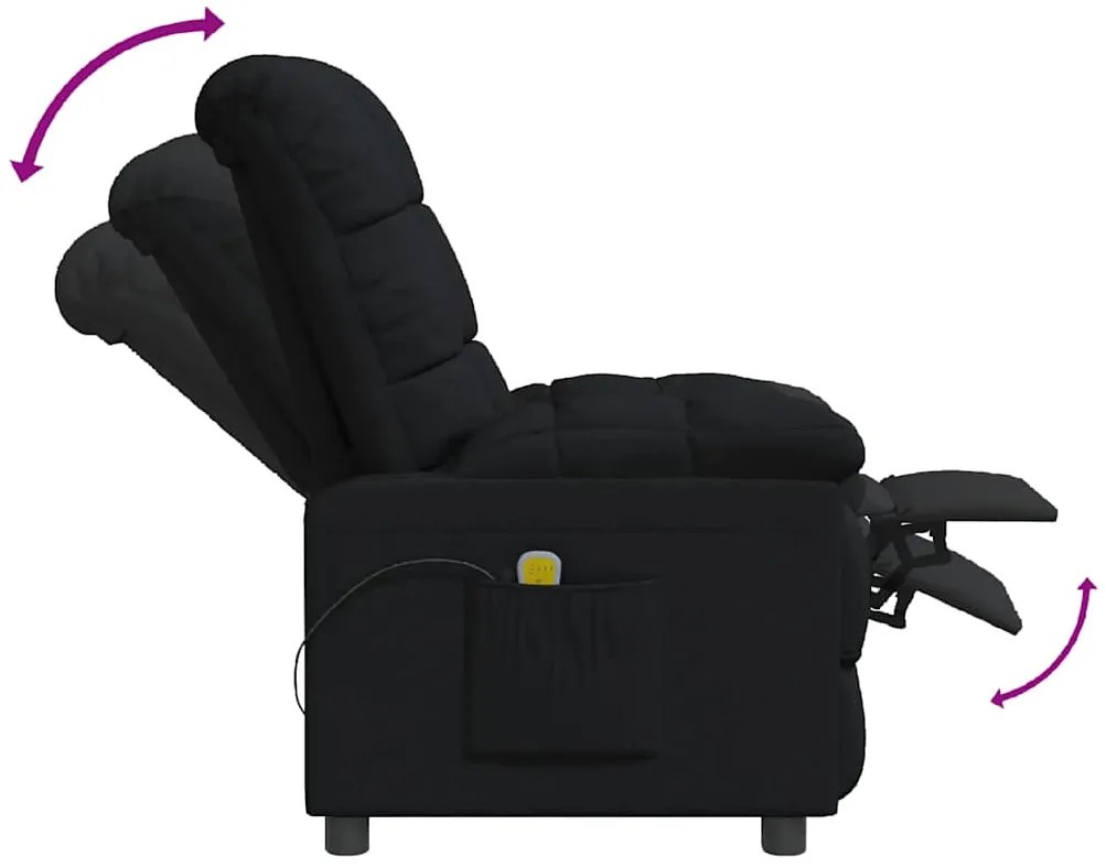 Poltrona de massagens reclinável tecido preto