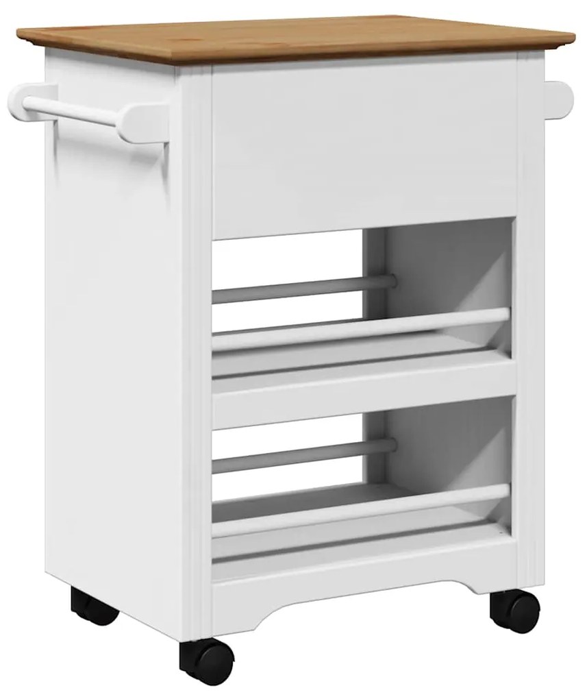 Carrinho de cozinha BODO branco e castanho 67,5x45x80 cm