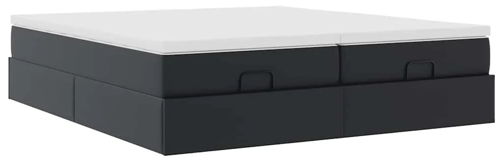 Estrutura de cama otomana com colchões pele artificial preta
