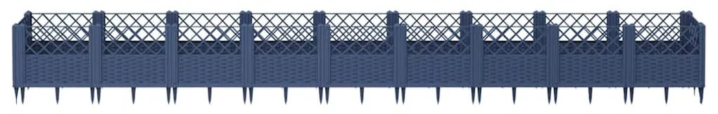 Vaso/floreira de jardim c/ estacas 363,5x43,5x43,5 cm PP cinzento azul