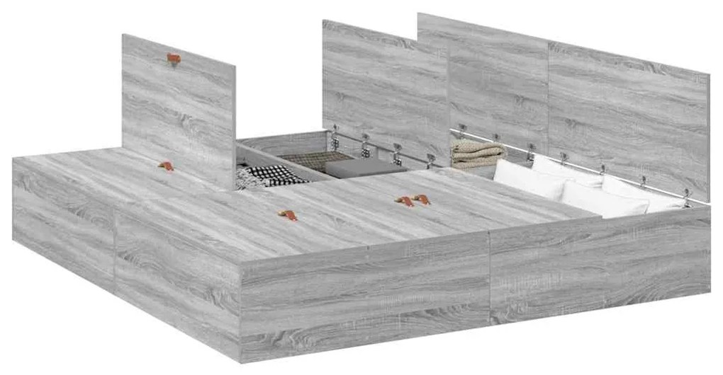 Estrado de Cama com Armazenamento Cinza Sonoma 180x200 cm