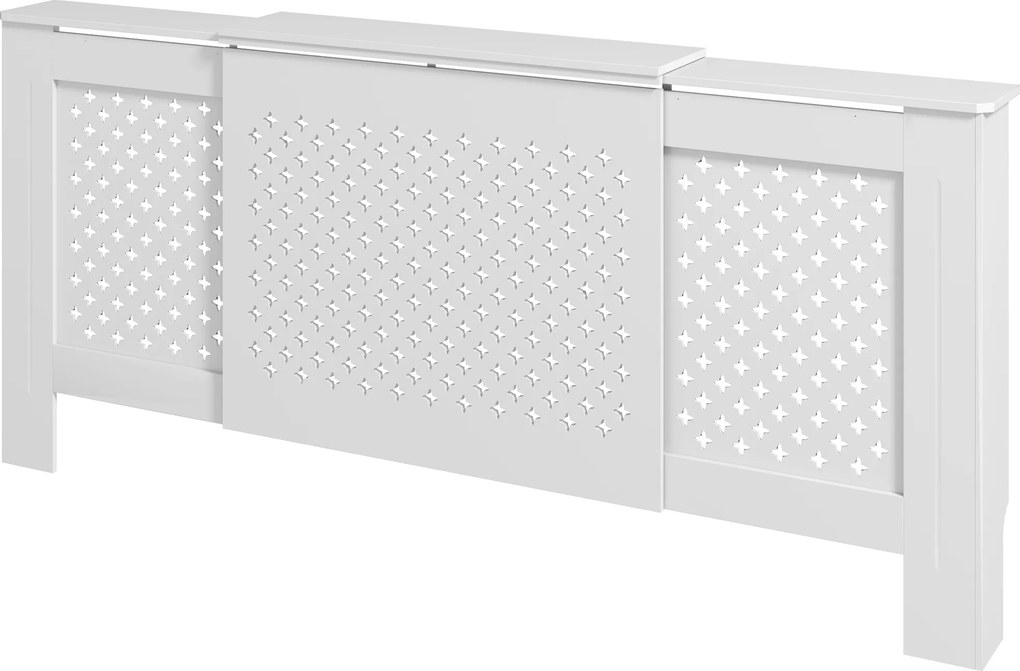 Cobertura para radiador ajustável 136-200 x 21,5 x 91,7 cm, design contemporâneo, comprimento extensível , branco