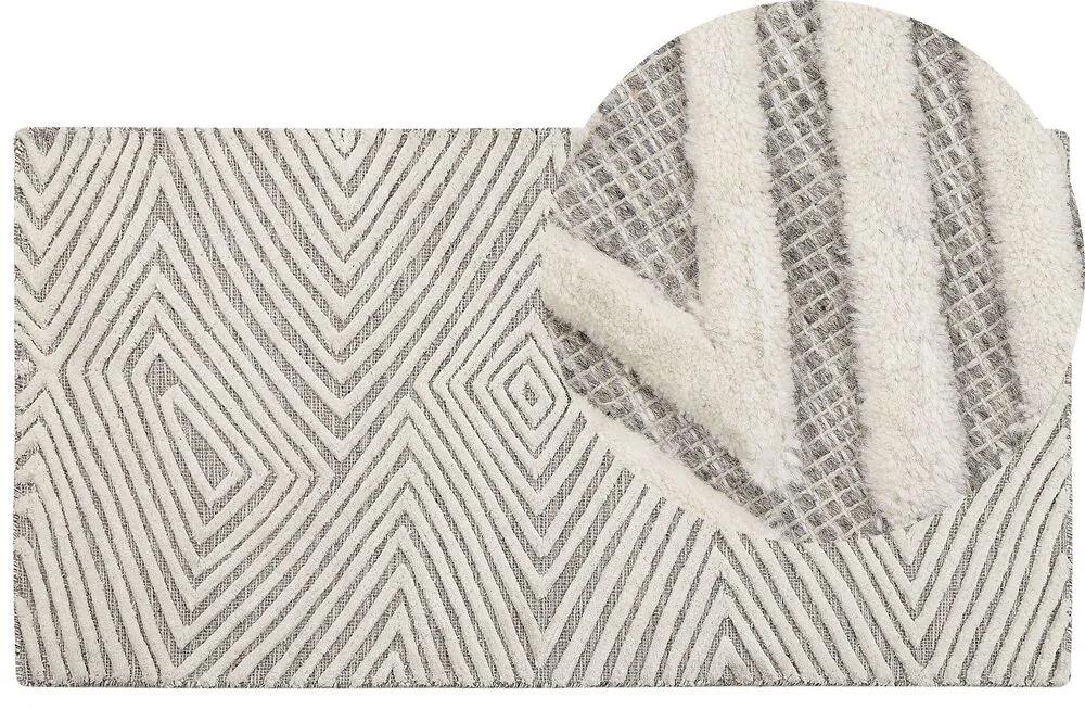 Tapete de lã cinzenta e branca 80 x 150 cm GOKSUN Beliani
