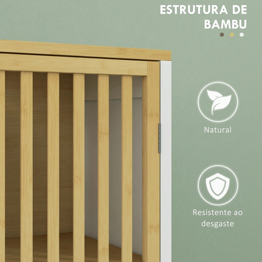 Coluna alta de Casa de Banho com 2 Estantes Abertos 2 Armários com Portas de Ripas e Prateleiras Ajustáveis 32x30x172 cm Branco