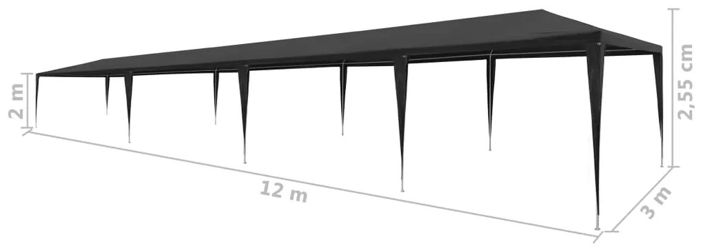 Tenda para festas 3x12 m PE antracite
