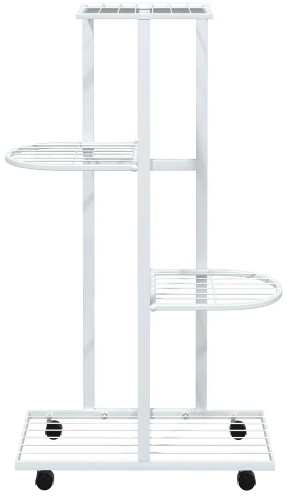 Suporte vasos c/ 4 prateleiras e rodas 44x23x80 cm ferro branco