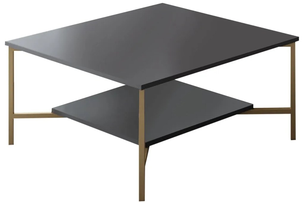 Mesa de Centro Gold Line – Antracite e Preto – 80 x 80 x 40 cm