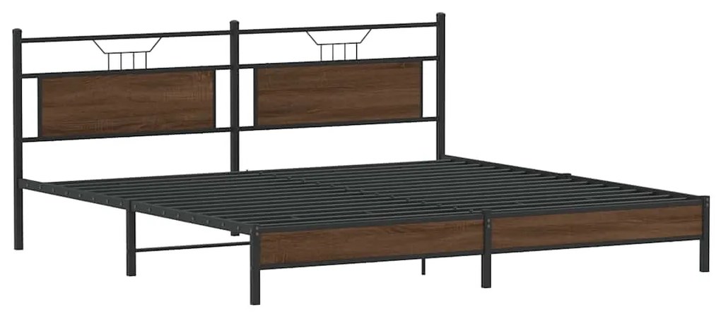 Estrutura cama sem colchão 200x200cm metal carvalho castanho