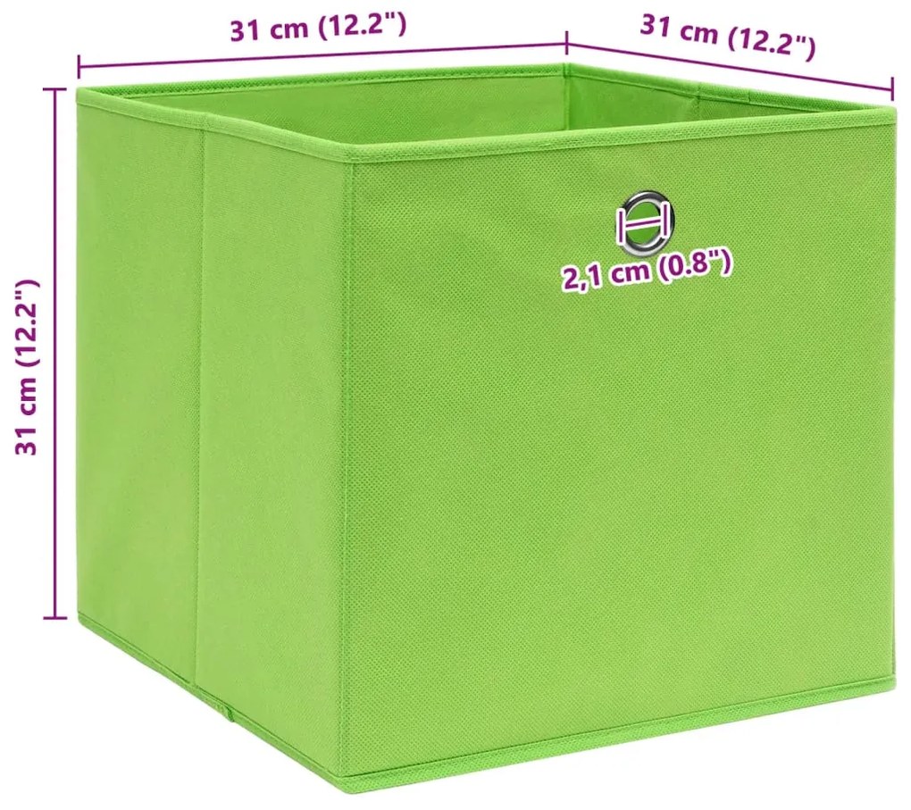 Caixas de arrumação 4 pcs 32x32x32 cm tecido verde