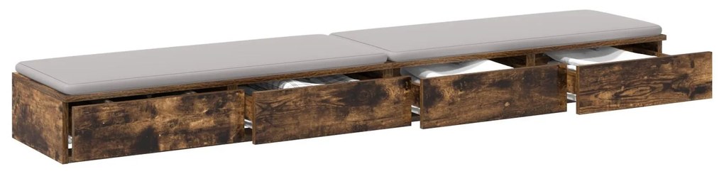 Gavetas de Cama em Carvalho Defumado - 180x36,5x16,5 cm - Feitas de Ma