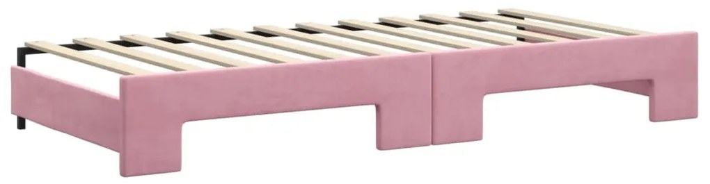 Sofá-cama com gavetão e gavetas 90x200 cm veludo rosa