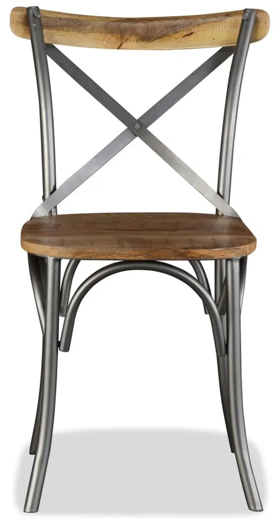 Cadeiras de jantar 6 pcs madeira mangueira maciça + encosto aço