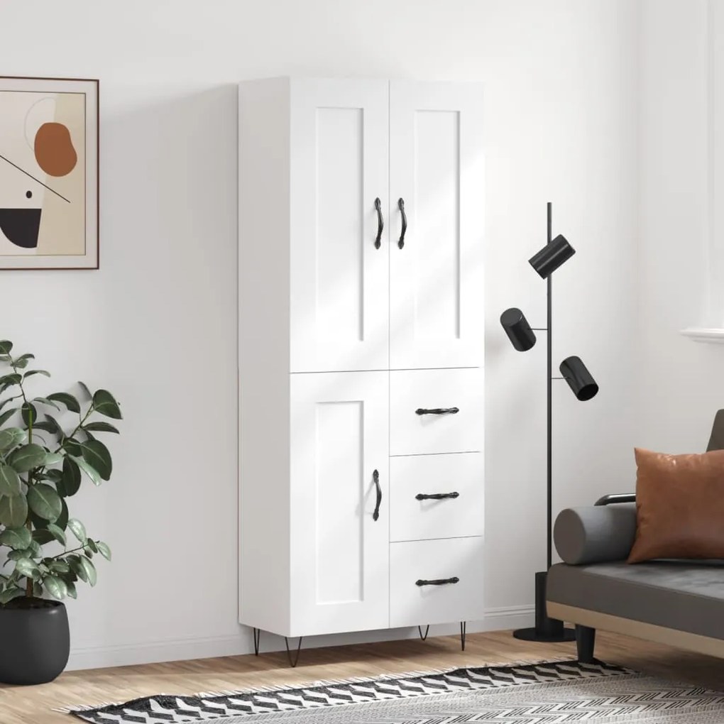 vidaXL Armário alto 69,5x34x180 cm derivados de madeira branco