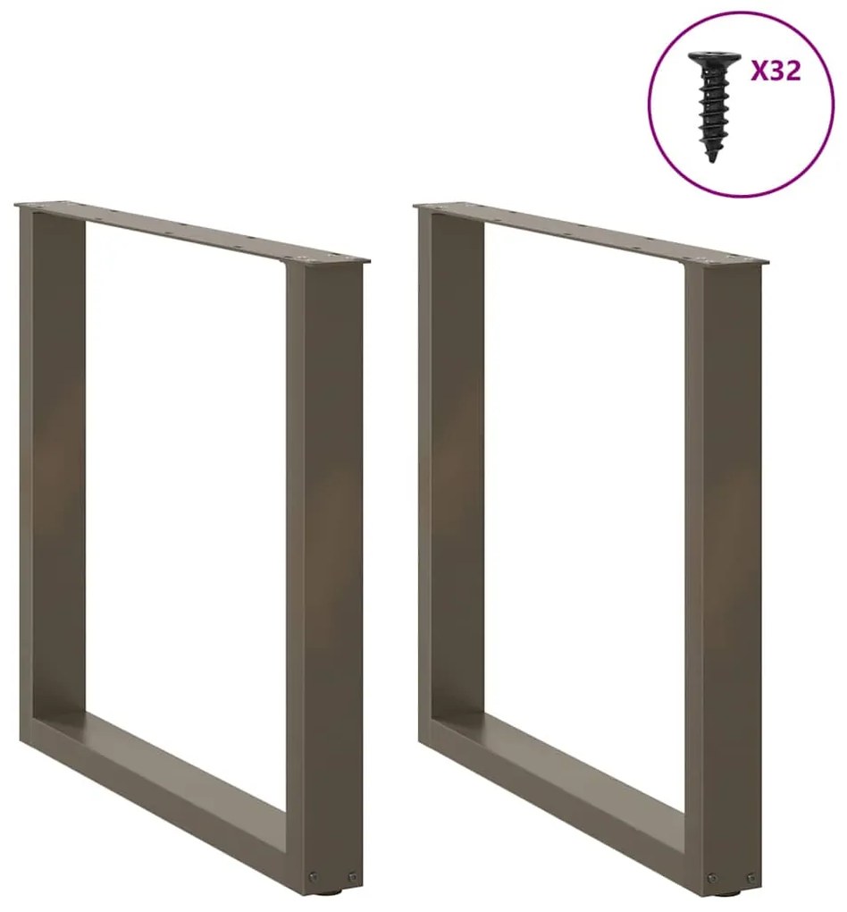 Pés para mesa de jantar em formato de U, 2 peças, aço natural, 90 x (7